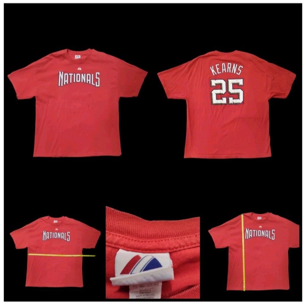 Washington Nationals Shirt Mens 2XL Red KEARNS #25 Crewneck Cotton Baseball